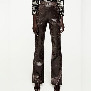 Brown Zara Faux Snakeskin Pants